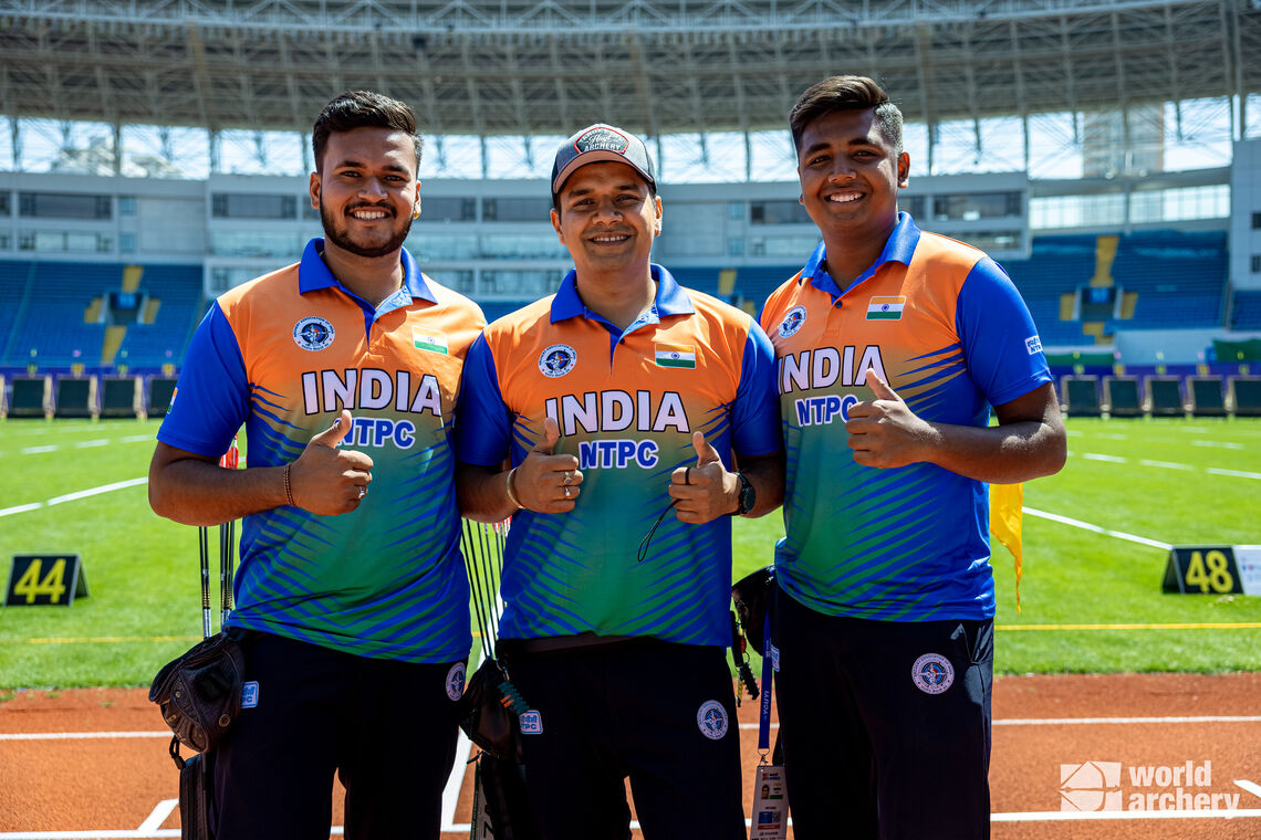 The Indian compound men’s team at Shanghai 2024.