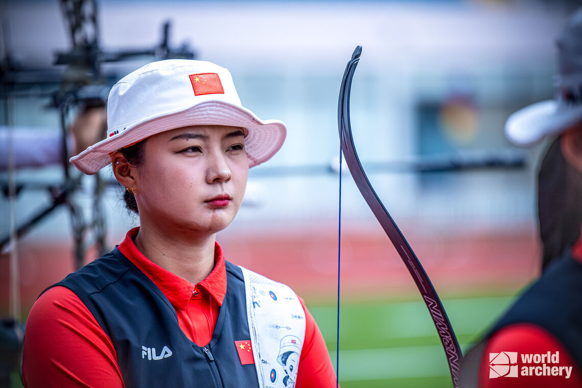 Li Jiaman at the first stage of the 2024 Hyundai Archery World Cup in Shanghai.